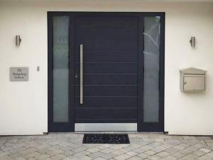 Grey planked contemporary front door