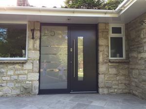 RK Modern front door with number in glass