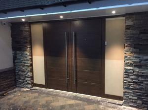 Timber effect double doors