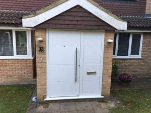 White aluminium front door