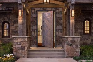Bronze Metallic pivot front door