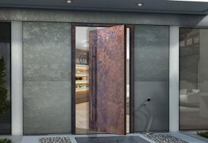 Bronze Metallic pivot front door