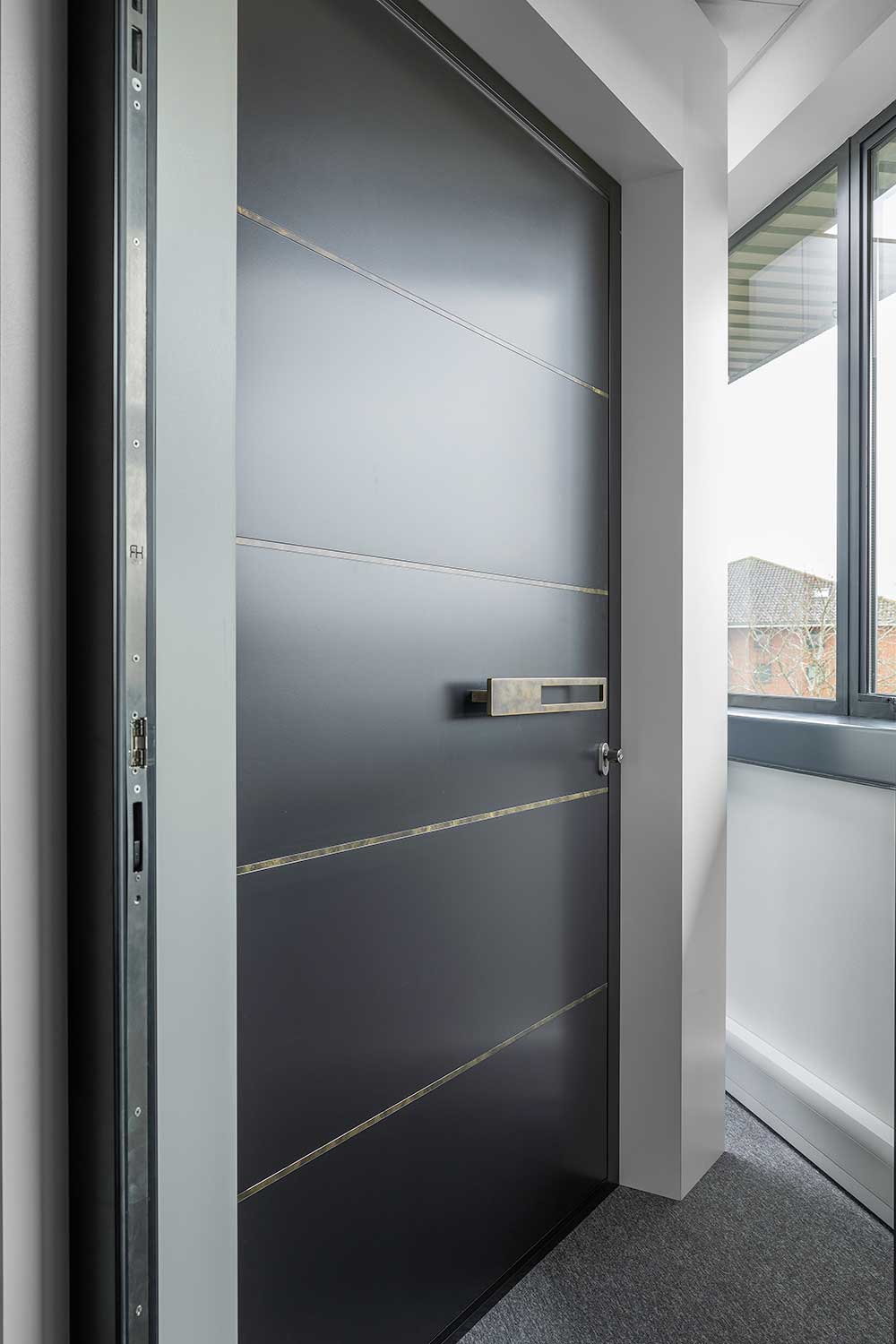 Modern aluminium door Hertford showroom