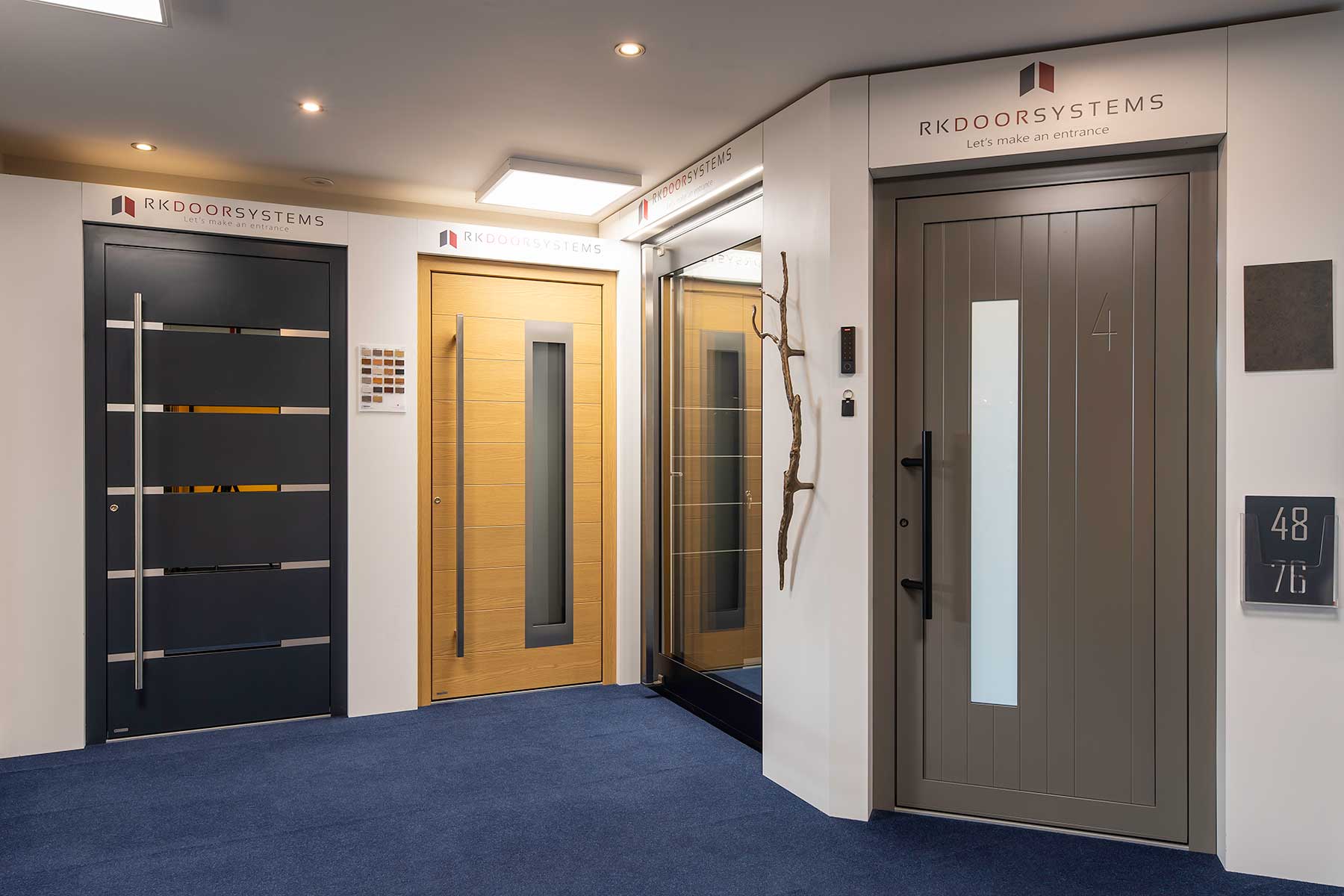 Selection of aluminium doors in the Truro showroom