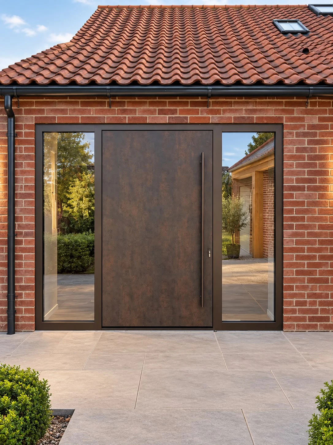 Iron Corten Ceramic door with Indio bronze frame