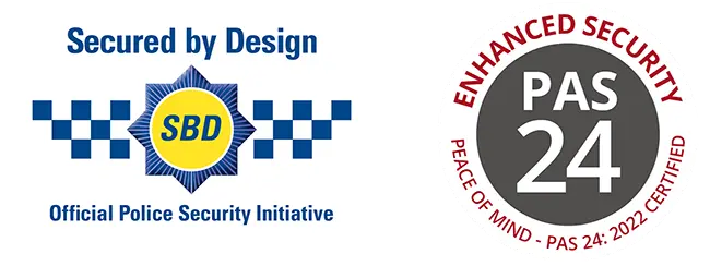 Secured by Design and PAS 24 logos