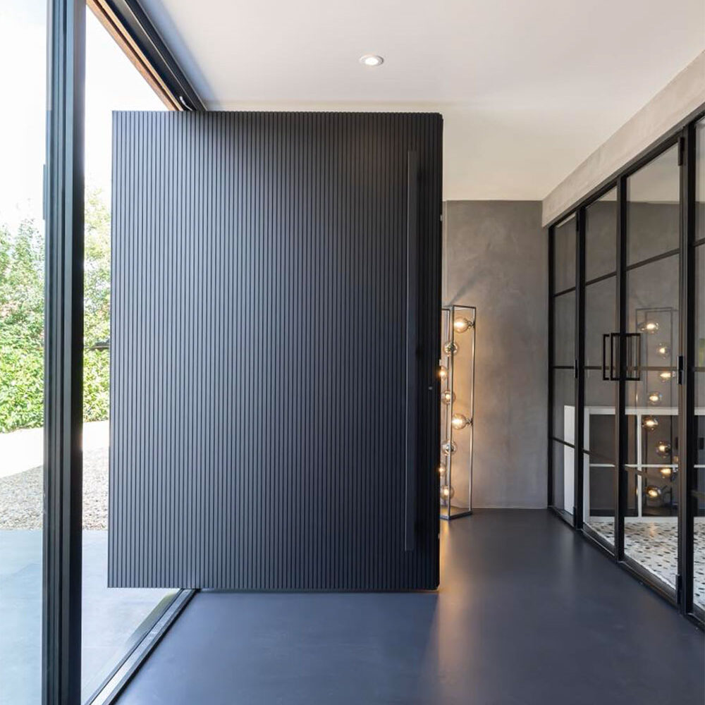 slatted black pivot door